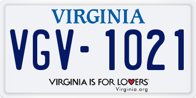 VA license plate VGV1021
