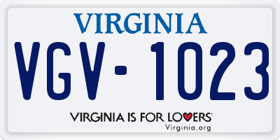 VA license plate VGV1023