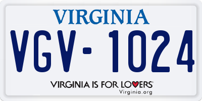 VA license plate VGV1024