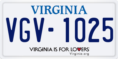 VA license plate VGV1025