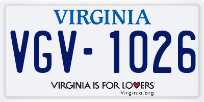 VA license plate VGV1026