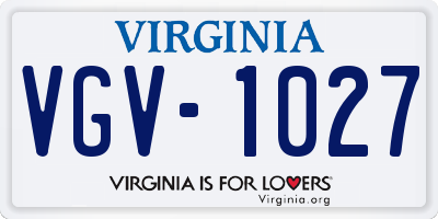 VA license plate VGV1027