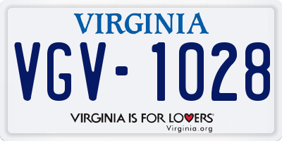 VA license plate VGV1028