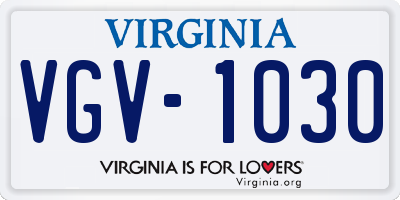 VA license plate VGV1030