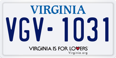 VA license plate VGV1031