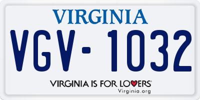 VA license plate VGV1032