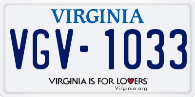 VA license plate VGV1033
