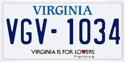 VA license plate VGV1034
