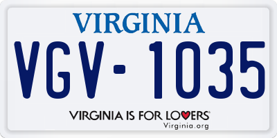VA license plate VGV1035