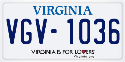 VA license plate VGV1036