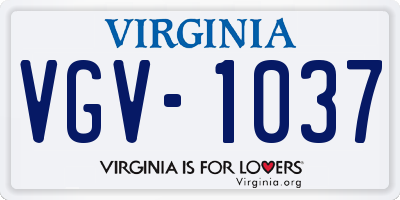 VA license plate VGV1037