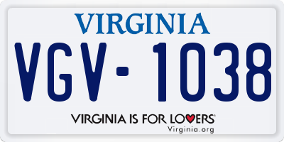VA license plate VGV1038
