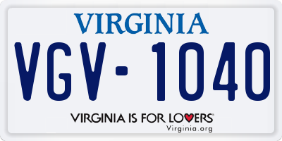 VA license plate VGV1040
