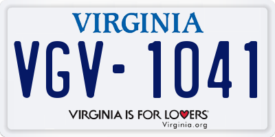 VA license plate VGV1041
