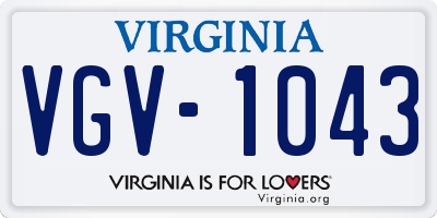 VA license plate VGV1043