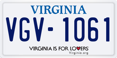VA license plate VGV1061