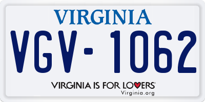 VA license plate VGV1062