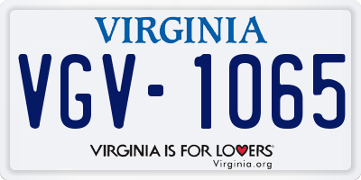 VA license plate VGV1065