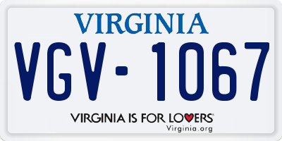 VA license plate VGV1067