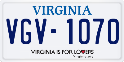 VA license plate VGV1070