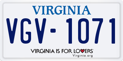 VA license plate VGV1071
