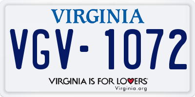 VA license plate VGV1072