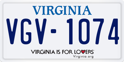 VA license plate VGV1074