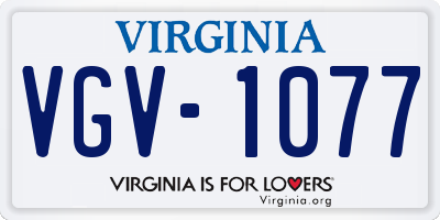 VA license plate VGV1077
