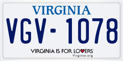 VA license plate VGV1078