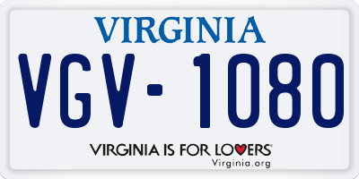 VA license plate VGV1080