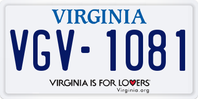 VA license plate VGV1081