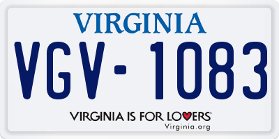 VA license plate VGV1083