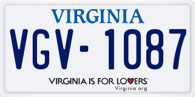 VA license plate VGV1087