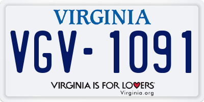 VA license plate VGV1091