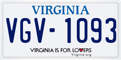 VA license plate VGV1093