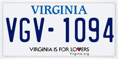 VA license plate VGV1094