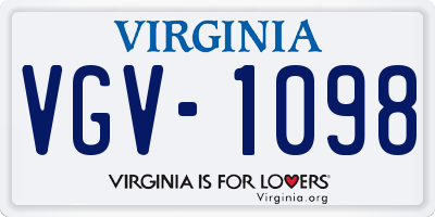 VA license plate VGV1098