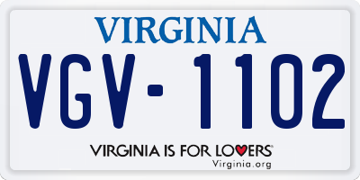 VA license plate VGV1102