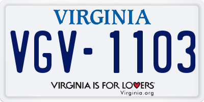 VA license plate VGV1103