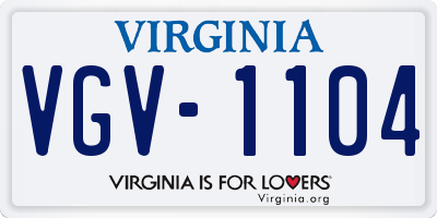 VA license plate VGV1104