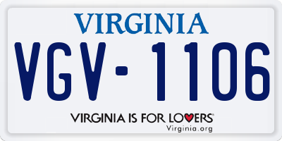 VA license plate VGV1106