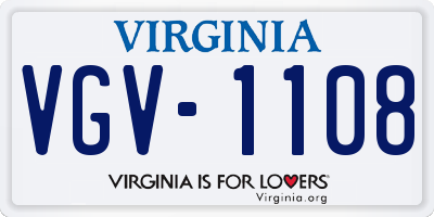 VA license plate VGV1108