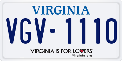 VA license plate VGV1110
