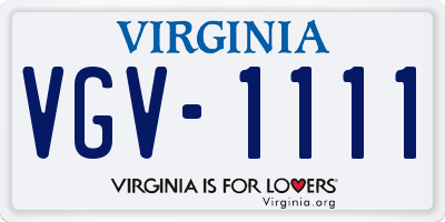 VA license plate VGV1111