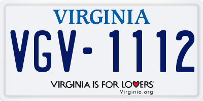 VA license plate VGV1112