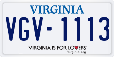 VA license plate VGV1113