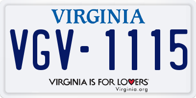 VA license plate VGV1115