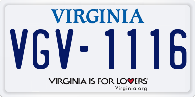 VA license plate VGV1116