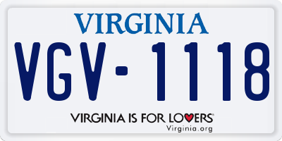 VA license plate VGV1118