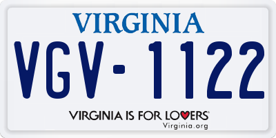 VA license plate VGV1122